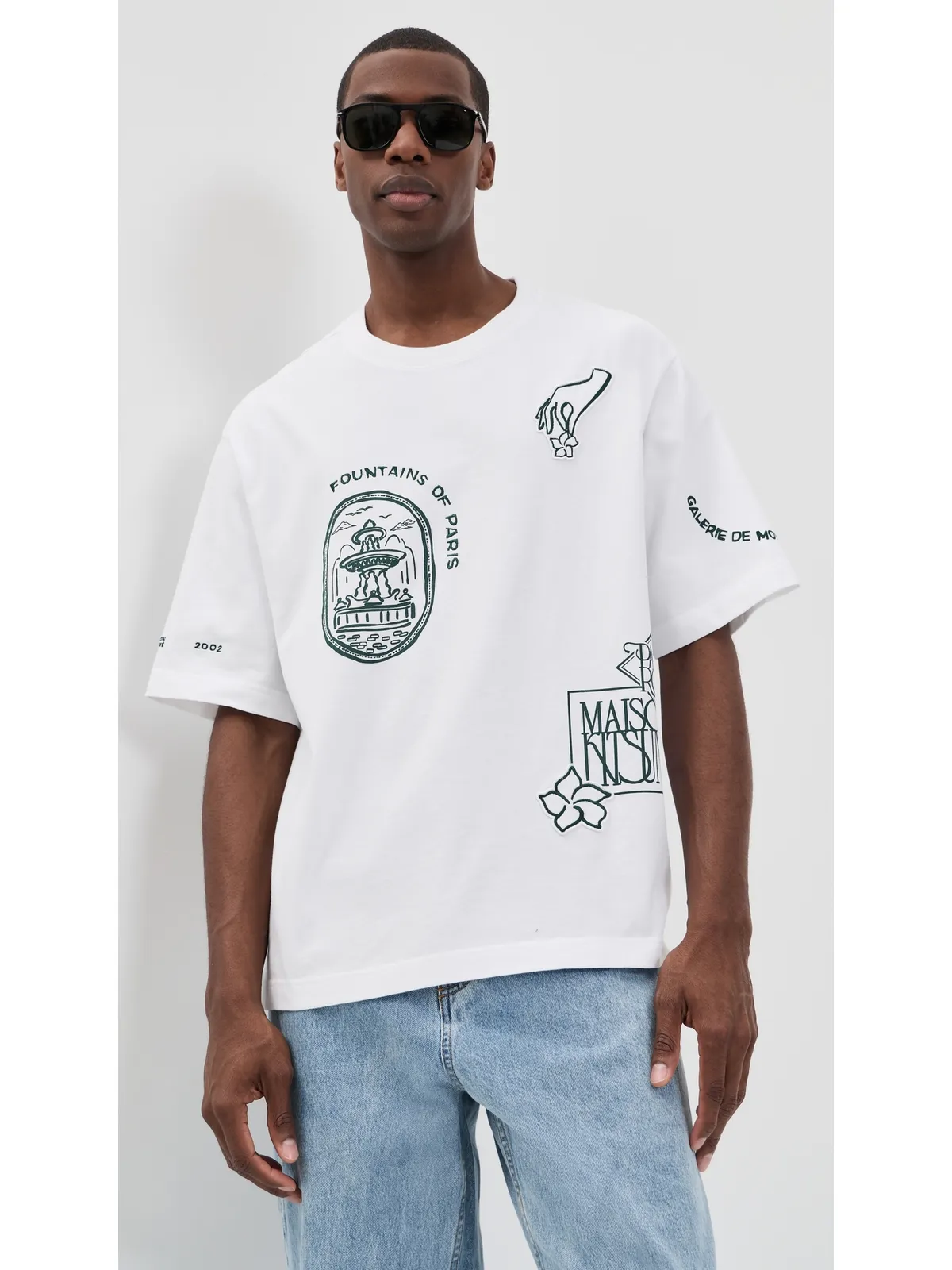 Maison Kitsuné アールヌーボー スタンプ オーバーサイズ Tシャツ ホワイト Mサイズ - 画像2