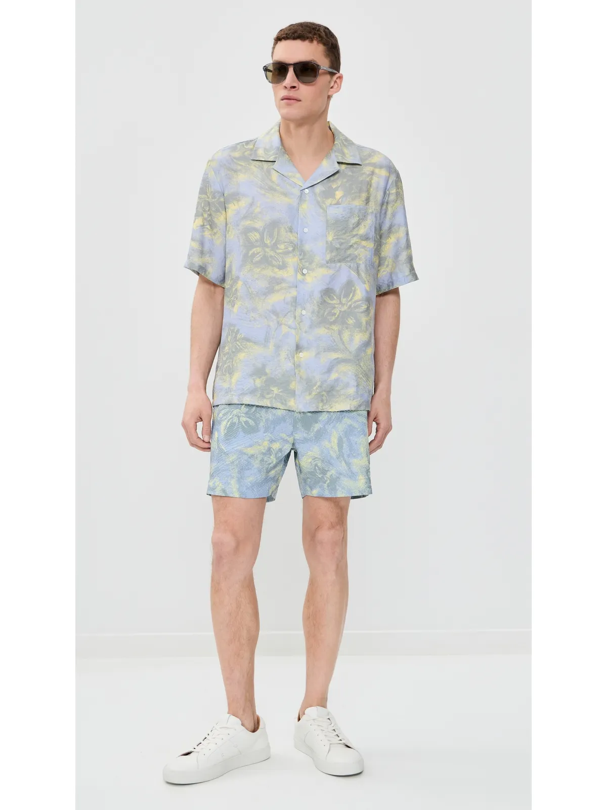 Maison Kitsuné リゾートシャツ アークティックアイス/パステルイエロー - 画像5