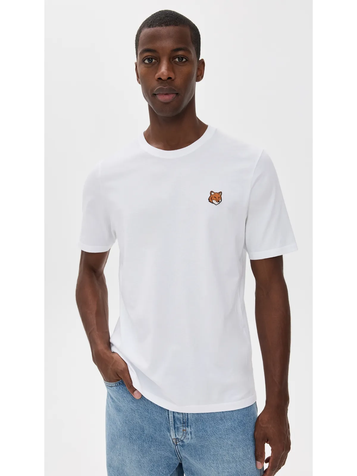 Maison Kitsuné フォックスヘッドパッチ付き レギュラーTシャツ ホワイト - 画像2