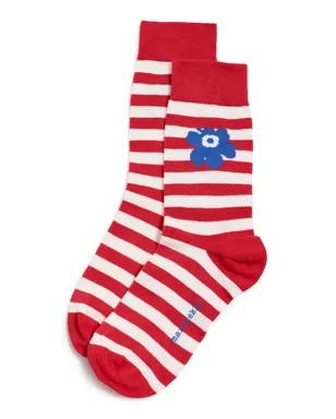 Marimekko Kasvaa Tasaraita Unikko ソックス - サムネイル1