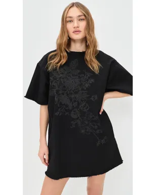 Marques'Almeida 花柄ドリルTシャツドレス ブラック - サムネイル2
