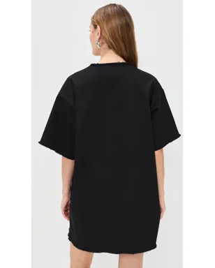 Marques'Almeida 花柄ドリルTシャツドレス ブラック - サムネイル3