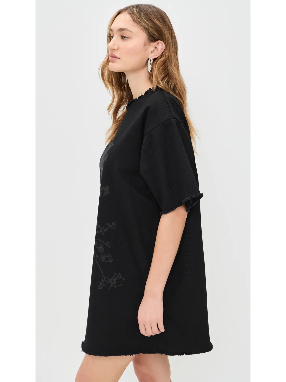 Marques'Almeida 花柄ドリルTシャツドレス ブラック - 画像4