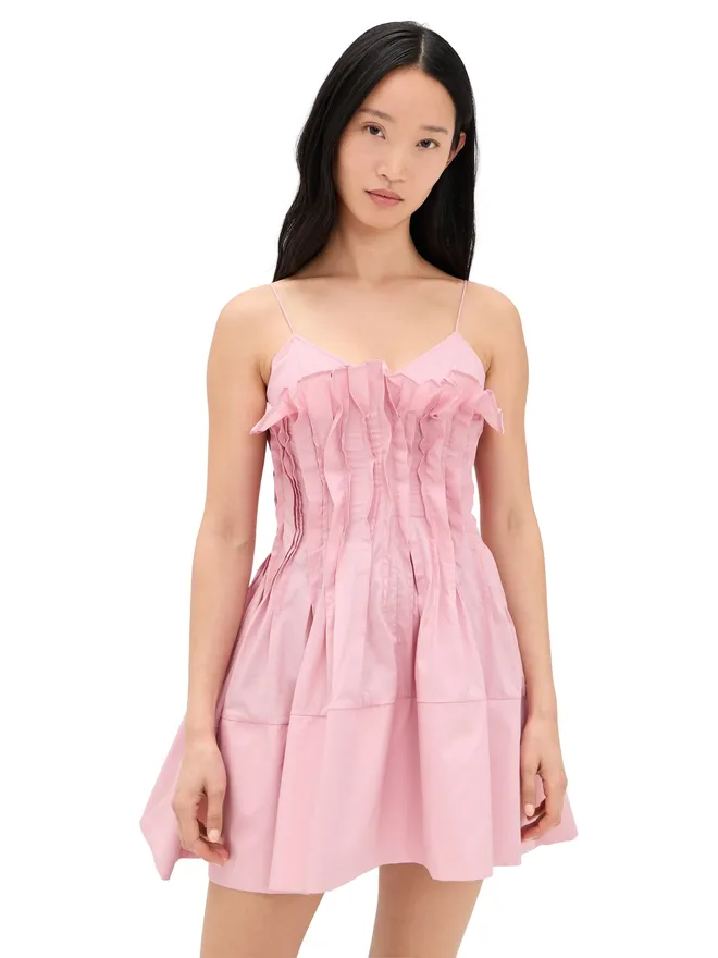 Marques ' Almeida Marques'Almeida Cinched Pleated Mini Dress Pinkの商品画像