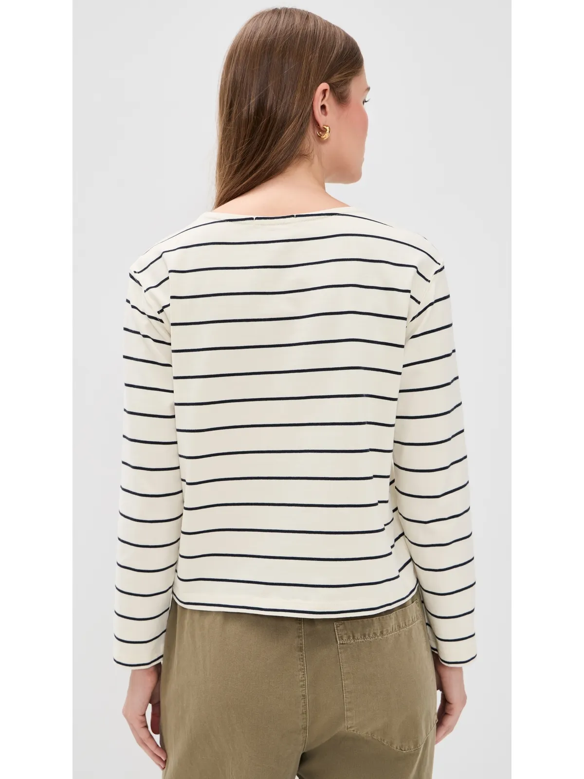 Marine Layer Luxe Sueded Mariner Tee ブラック/ホワイトストライプ - 画像3