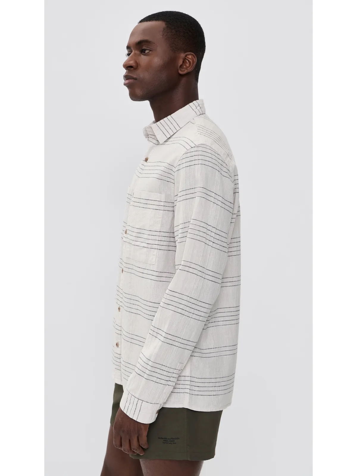 McTavish ヘンプ ロングスリーブシャツ ホワイトマルチ - 画像4