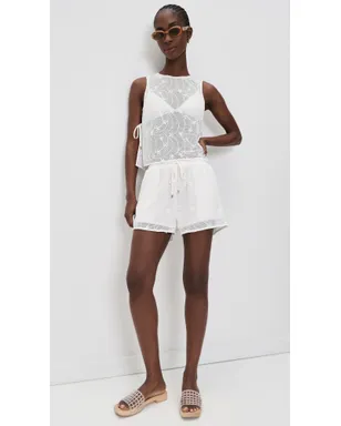 MINKPINK Sundara ドローストリング レースショーツ ホワイト - サムネイル5