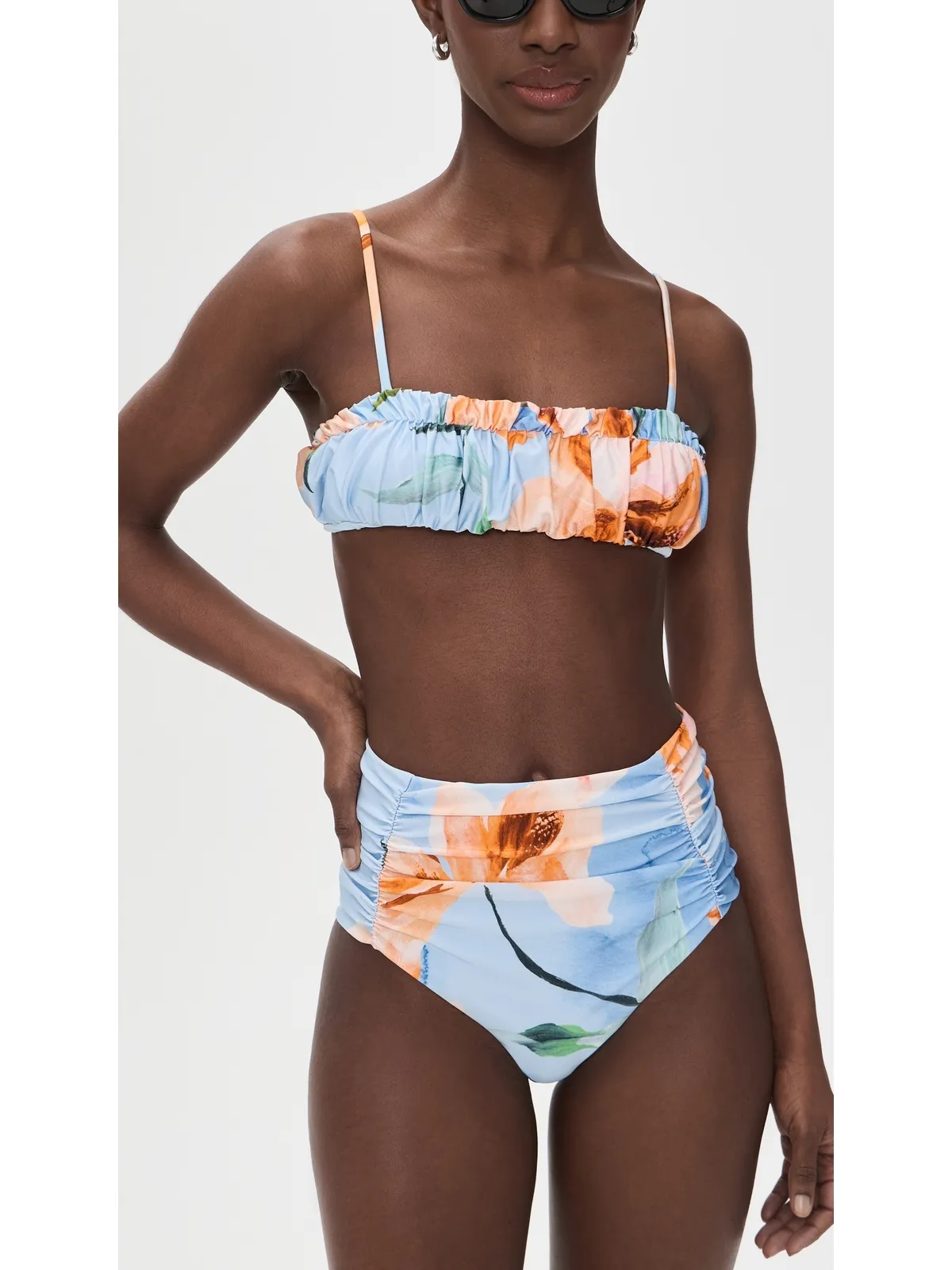 MINKPINK Sunspell Ruched Bikini Bottoms Watercolor Floral - 画像4