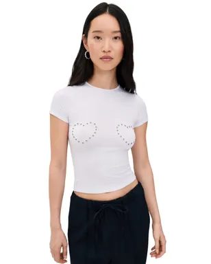 Miaou ミニハートTシャツ ホワイト グロメットハート - サムネイル1