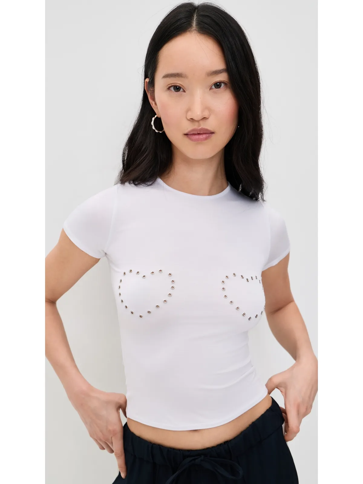 Miaou ミニハートTシャツ ホワイト グロメットハート - 画像2