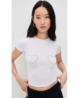 Miaou ミニハートTシャツ ホワイト グロメットハート - サムネイル2
