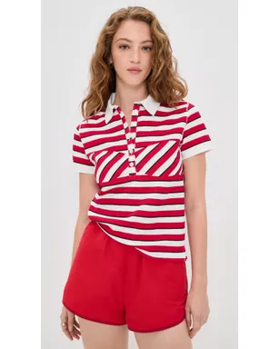 Miaou ルー ポロトップ Warped Stripe M - サムネイル2