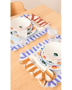 Misette 刺繍リネン テーブルマット 4枚セット ブルー - サムネイル6