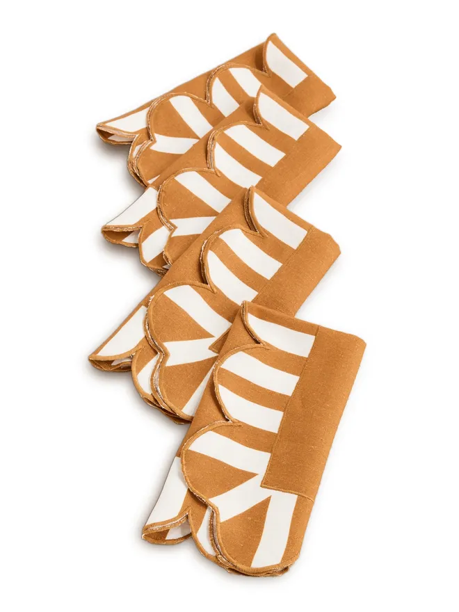 Misette Misette スカラップストライプ ナプキン セット4の商品画像