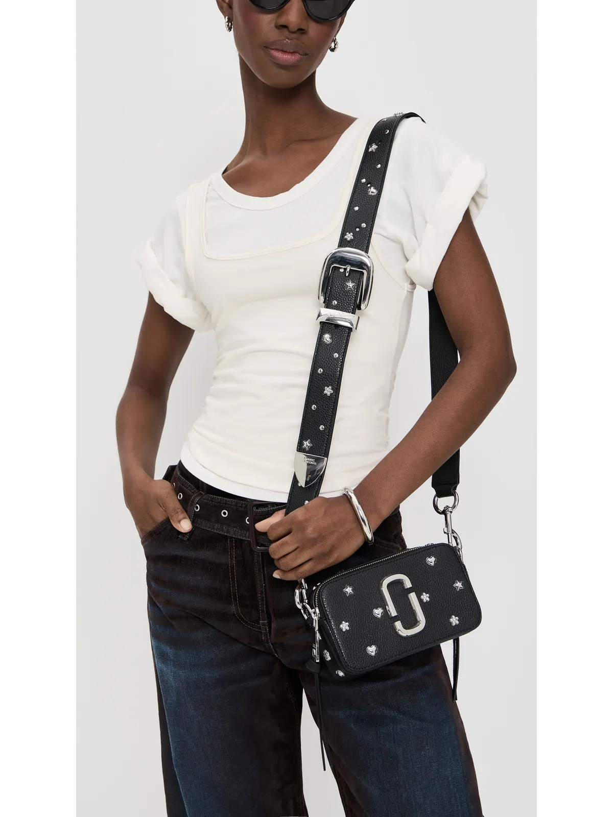 Marc Jacobs ミニアイコンスタッズスナップショットバッグ ブラック×マルチ - 画像3