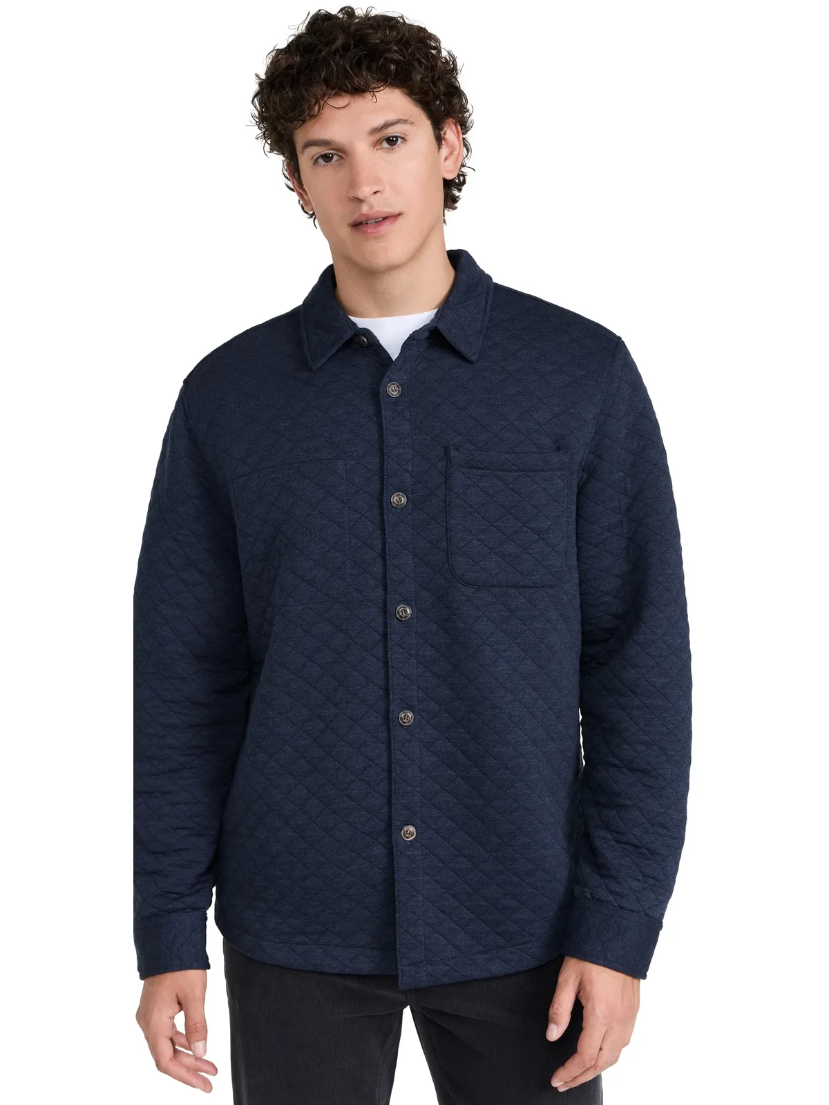 Marine Layer Corbet キルテッド オーバーシャツ ネイビー - 画像1
