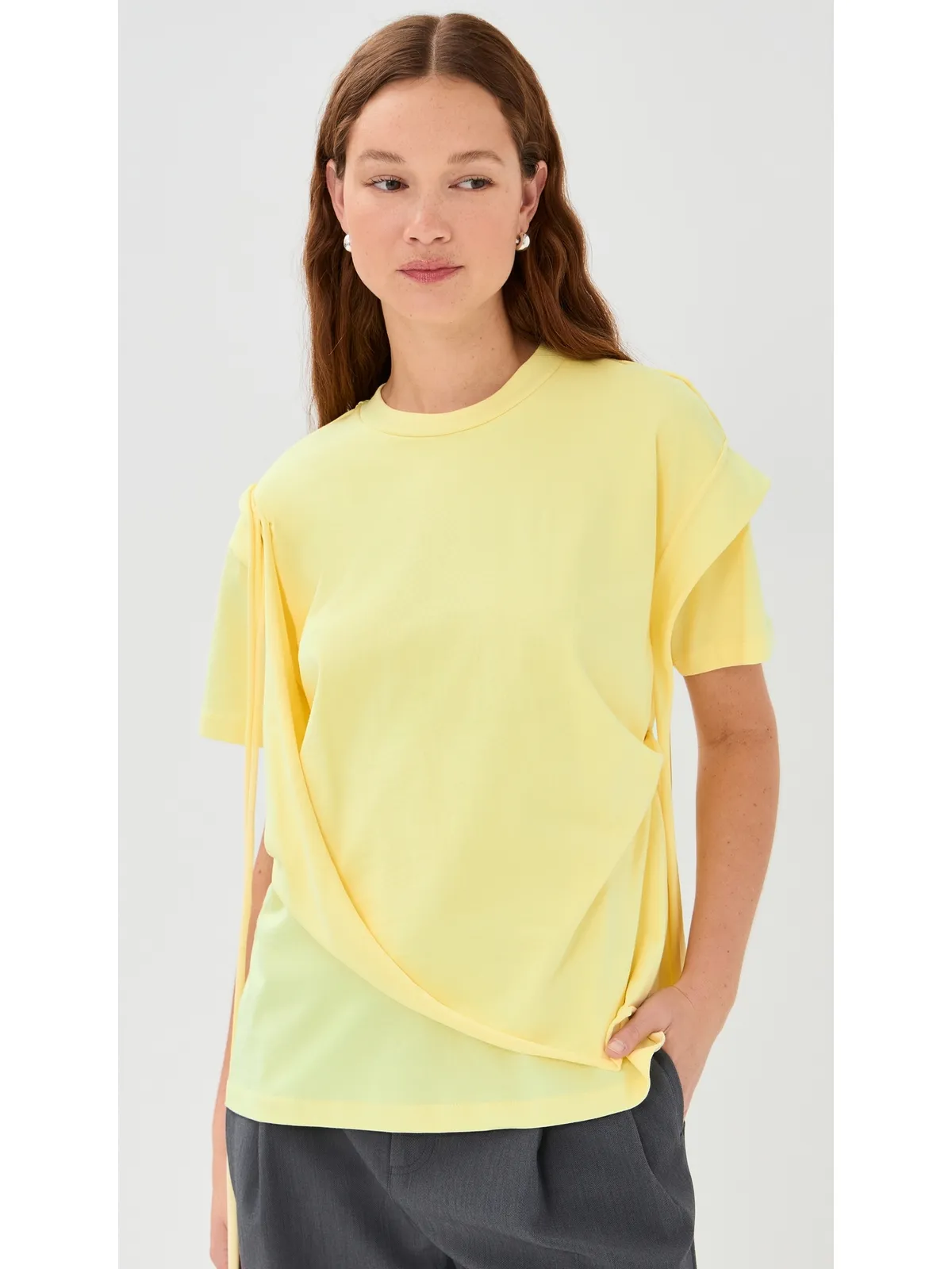 Meryll Rogge Draped T-Shirt Pale Yellow - 画像2