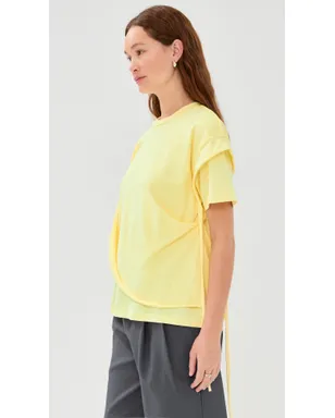 Meryll Rogge Draped T-Shirt Pale Yellow - サムネイル4