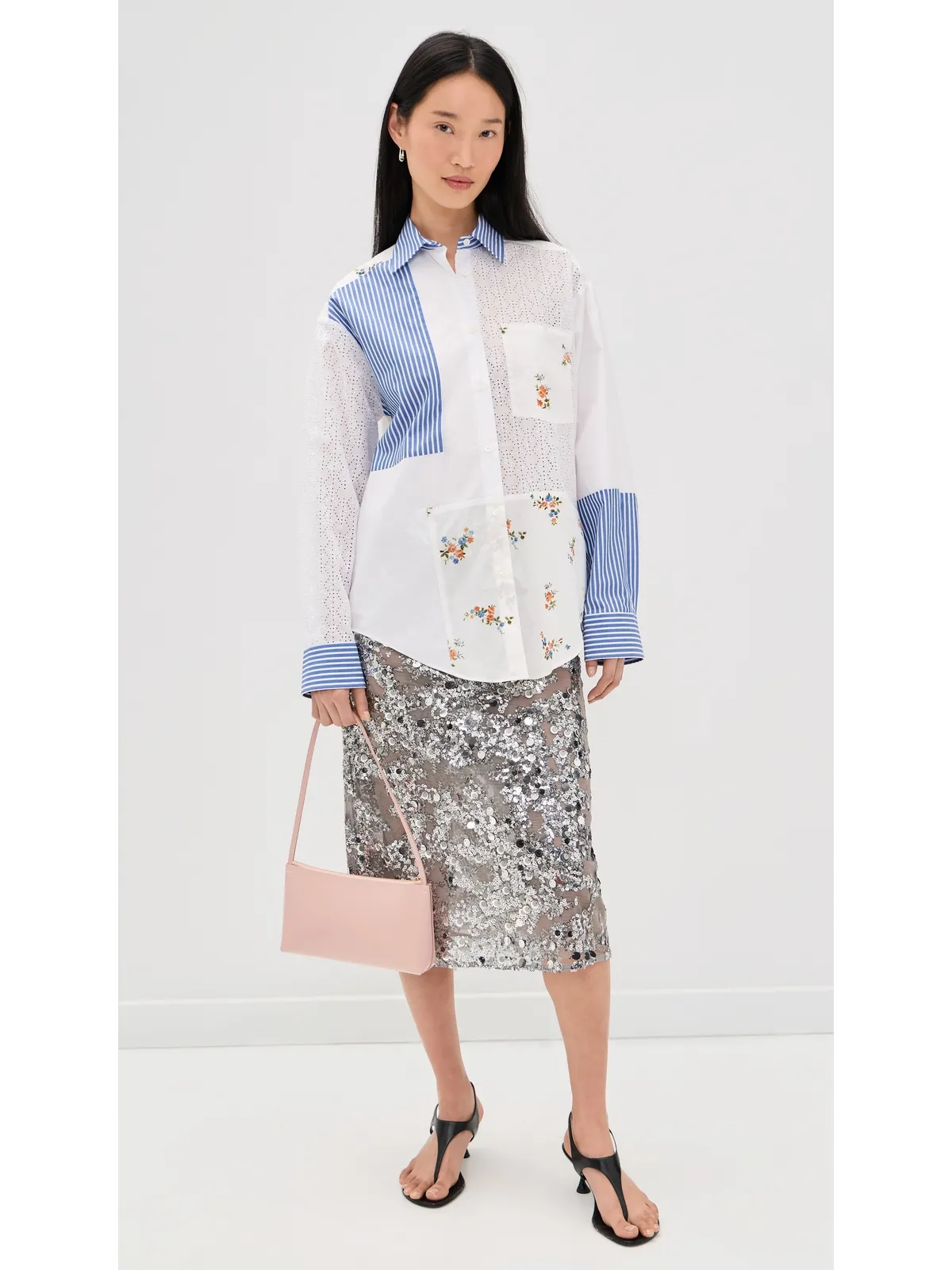 MSGM パッチワーク ボタンダウンシャツ - 画像5