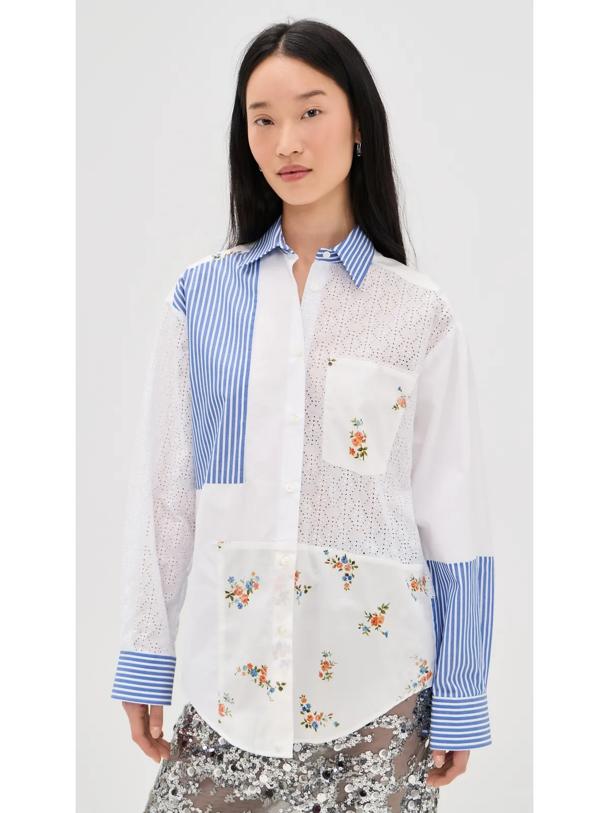 MSGM パッチワーク ボタンダウンシャツ - 画像2