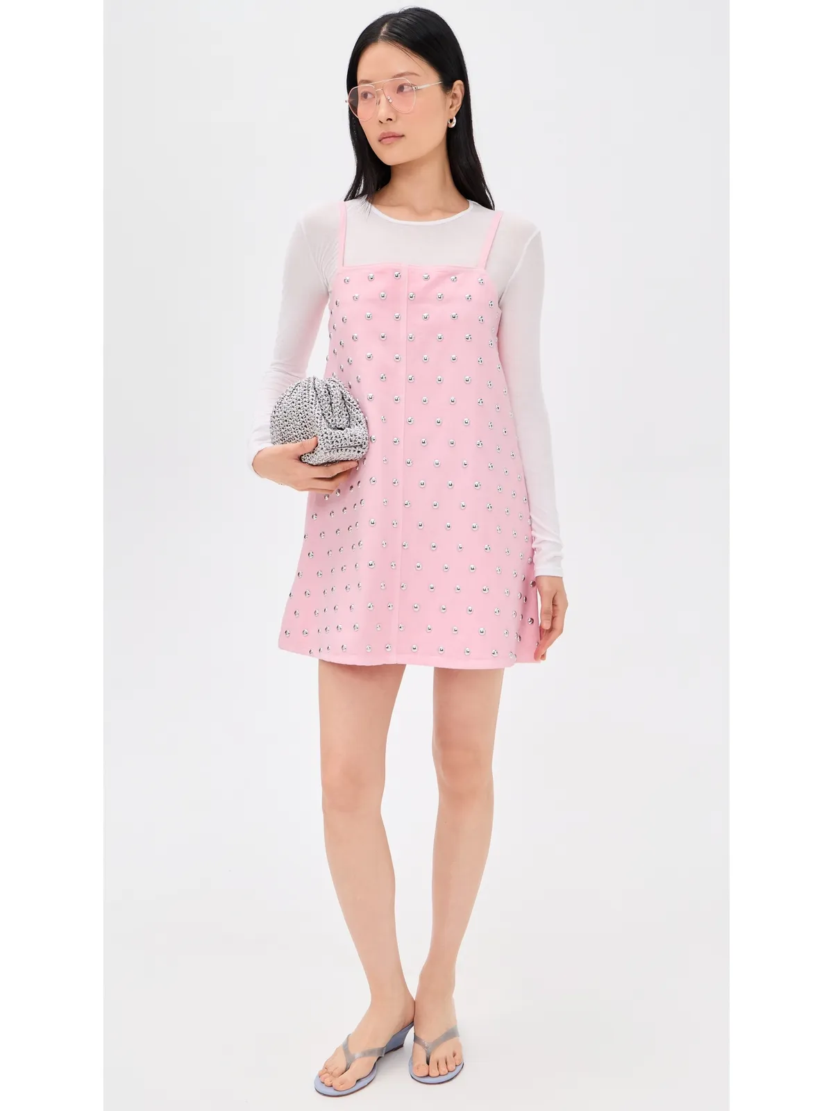 MSGM スタッズ付きミニドレス ピンク - 画像5