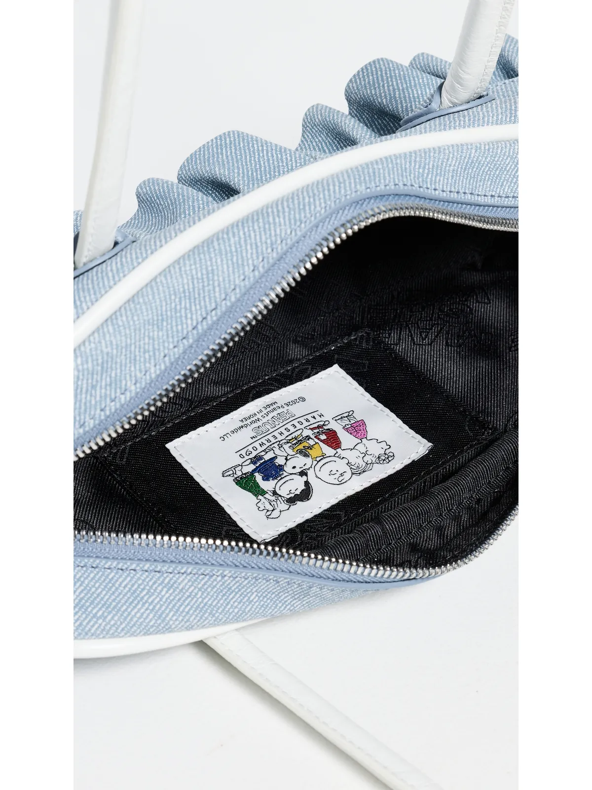 Marge Sherwood ボストンミニバッグ ブルー＆ホワイト デニム風スエード - 画像6