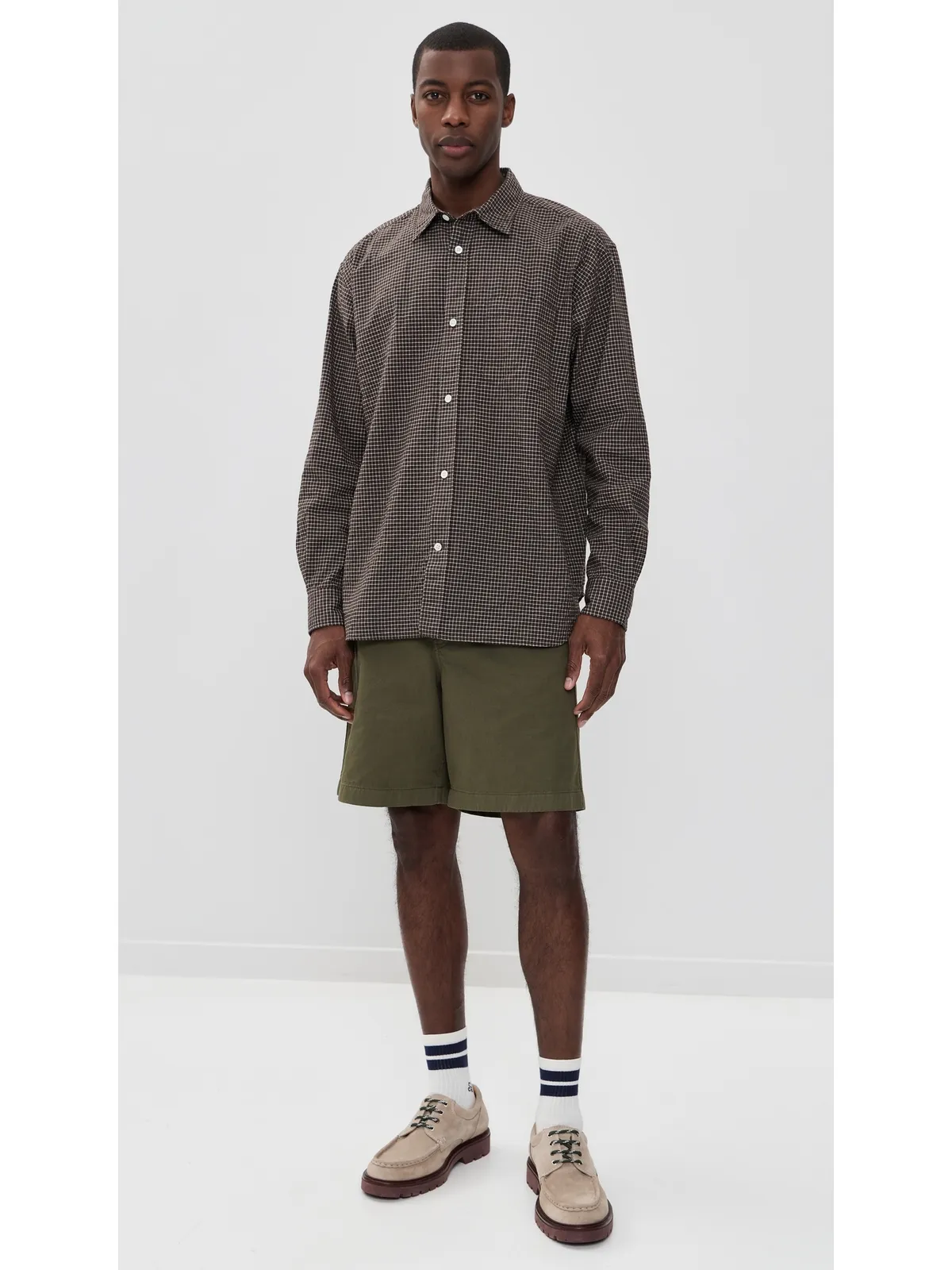 Norse Projects Espevik Check Oversized Shirt Taupe - 画像5