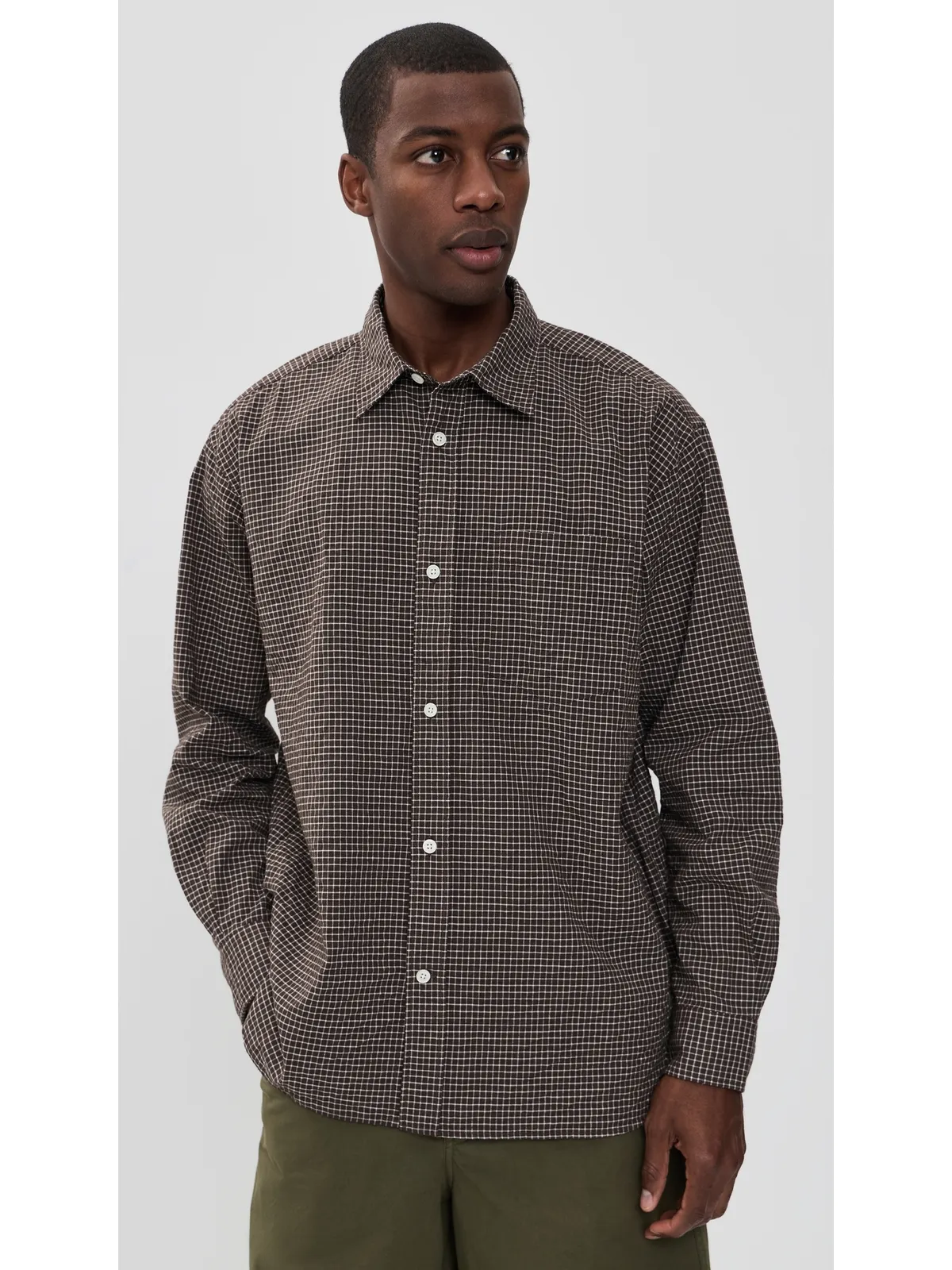 Norse Projects Espevik Check Oversized Shirt Taupe - 画像2