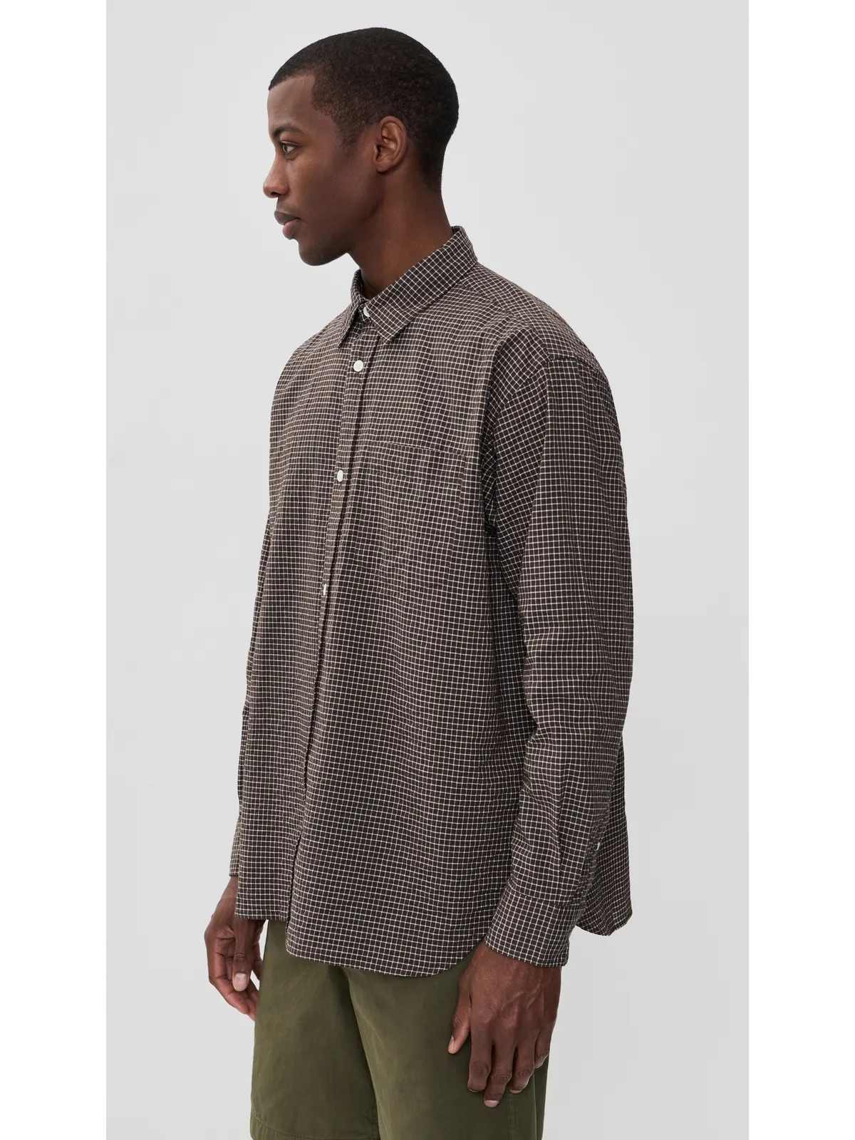 Norse Projects Espevik Check Oversized Shirt Taupe - 画像4
