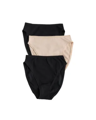 Natori Bliss Bare Cotton High Cut Briefs 3枚組 ブラック/ブラック/ブラウン - サムネイル1