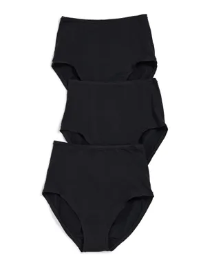 Natori Bliss Bare コットン ハイウエスト ブリーフ 3枚セット - ブラック - サムネイル1