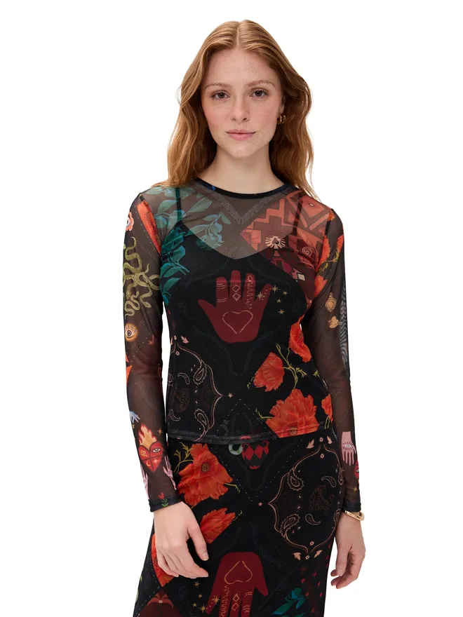 Never Fully Dressed Never Fully Dressed ナイトガーデン メッシュ長袖トップスの商品画像