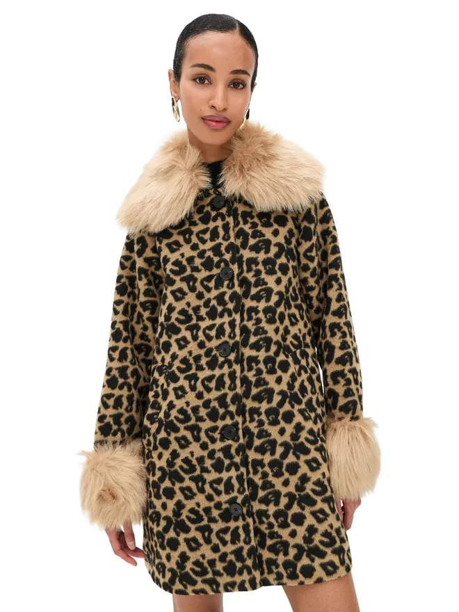 Never Fully Dressed Never Fully Dressed レオパード柄コート ファー付きの商品画像