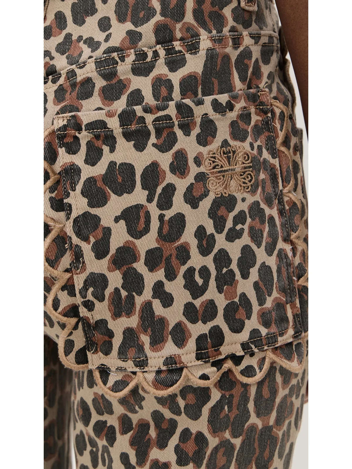Never Fully Dressed ヒョウ柄 ルシア スカラップディテール デニムジーンズ - 画像6