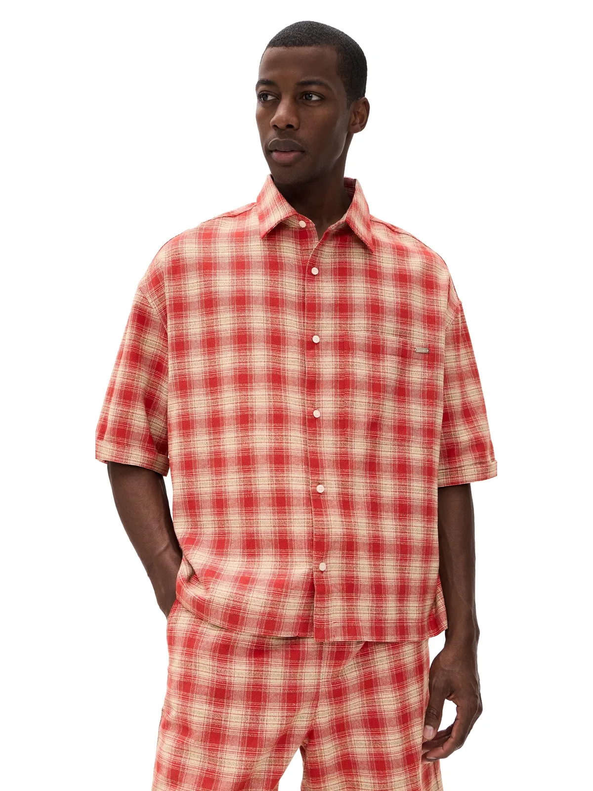 Nahmias Plaid Cropped Short Sleeve Shirt - 画像1