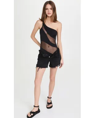 Norma Kamali スネークメッシュ ワンピース水着 ブラック/ブラックメッシュ - サムネイル5