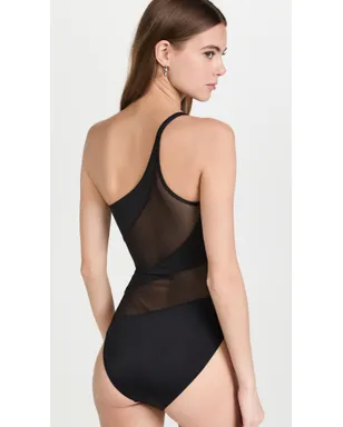 Norma Kamali スネークメッシュ ワンピース水着 ブラック/ブラックメッシュ - サムネイル3