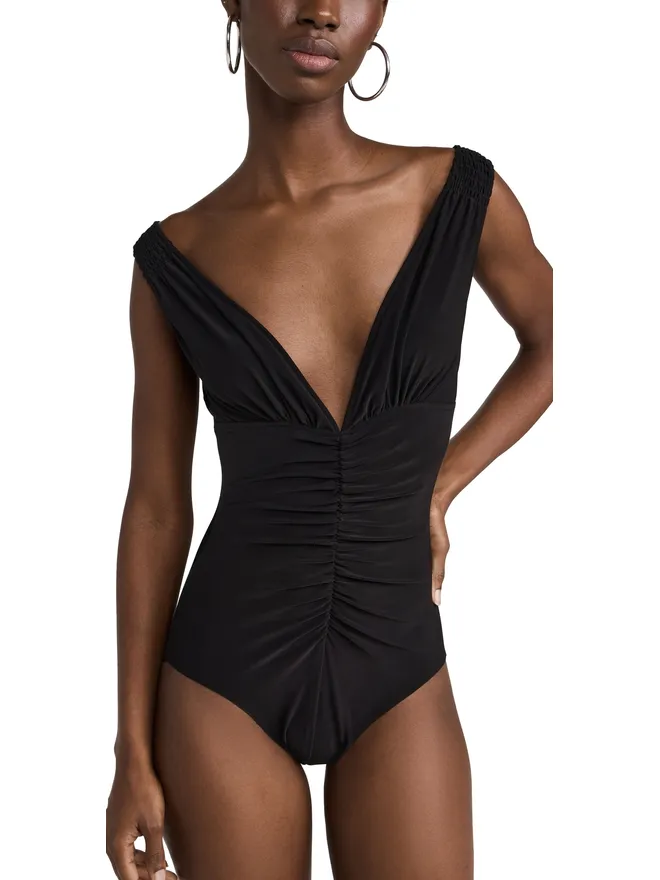 Norma Kamali Norma Kamali Tara Shirred Front Mio One Piece Blackの商品画像