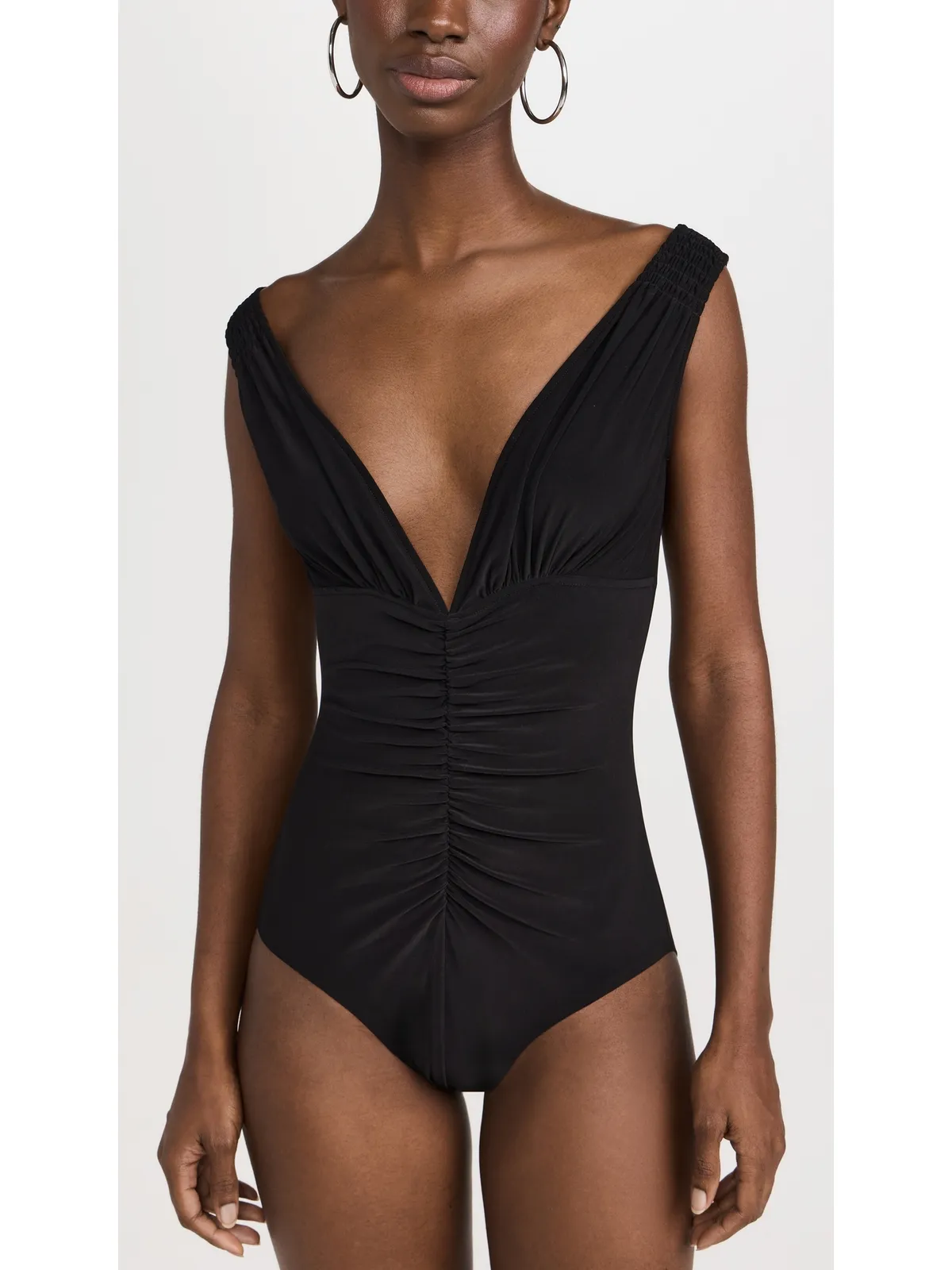 Norma Kamali Tara Shirred Front Mio One Piece Black - 画像5