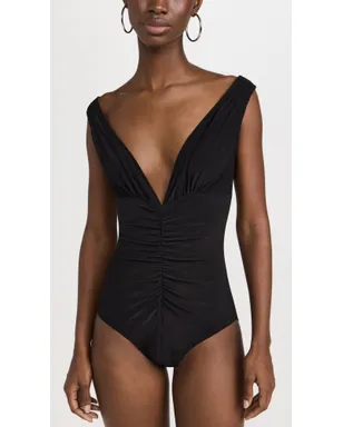 Norma Kamali Tara Shirred Front Mio One Piece Black - サムネイル5