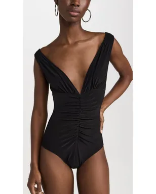Norma Kamali Tara Shirred Front Mio One Piece Black - サムネイル2