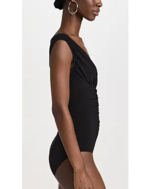 Norma Kamali Tara Shirred Front Mio One Piece Black - サムネイル4