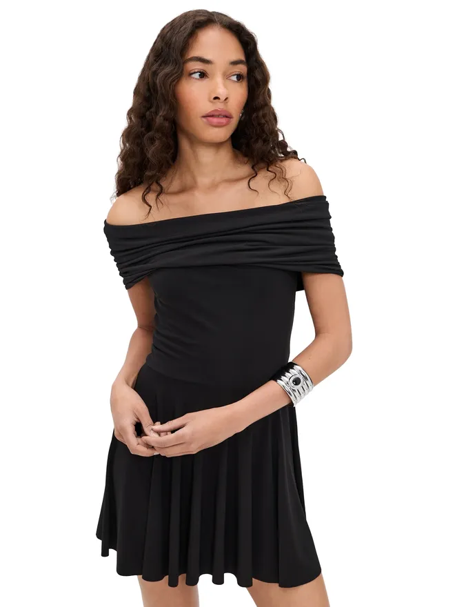 Norma Kamali Norma Kamali フレアピックルボールドレス ブラックの商品画像