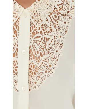 Nili Lotan Zola Lace Silk Shirt Ivory - サムネイル6