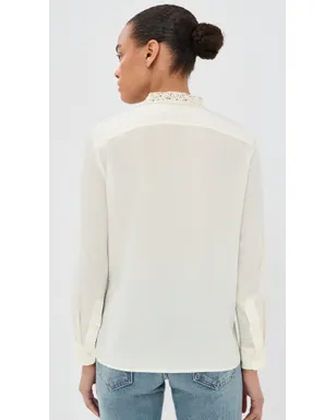 Nili Lotan Zola Lace Silk Shirt Ivory - サムネイル3