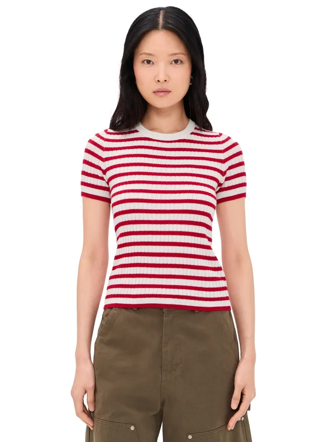 NILI LOTAN Nili Lotan アリタ カシミアセーター Ivory/Red Stripeの商品画像