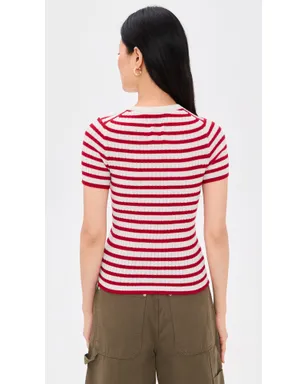 Nili Lotan アリタ カシミアセーター Ivory/Red Stripe - サムネイル3