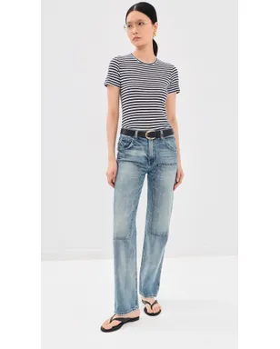 Nili Lotan ラナ クルーネックTシャツ ホワイト/ダークネイビー ストライプ - サムネイル5