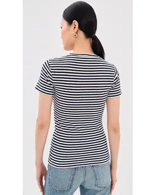Nili Lotan ラナ クルーネックTシャツ ホワイト/ダークネイビー ストライプ - サムネイル3
