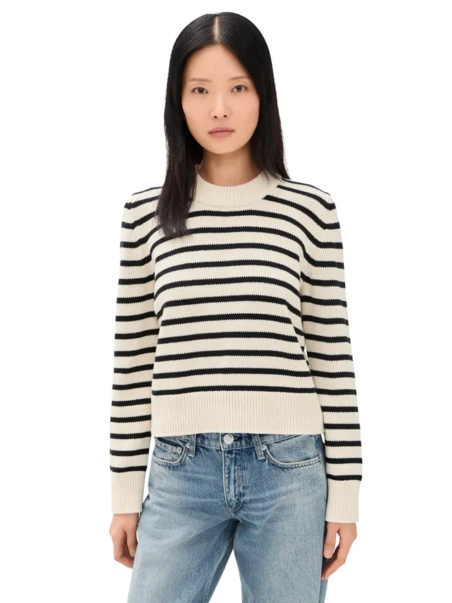 Sold Out NYC Sold Out NYC フェイバリット クルー ストライプ プルオーバー ブラック＆クリームストライプの商品画像